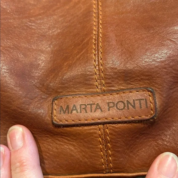 Marta Ponti Genuine Leather Crossbody Bag Brown Tan Vintage Portugal - Picture 3 of 5